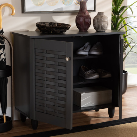 Baxton Studio Winda Dark Gray 2-Door Wooden Entryway Shoe Storage Cabinet 152-9165